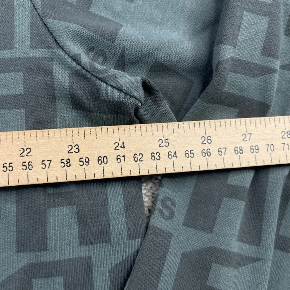 Adidas Hoodie Mens Medium Grey Logo AOP French Terry‎ Pullover Sweatshirt
